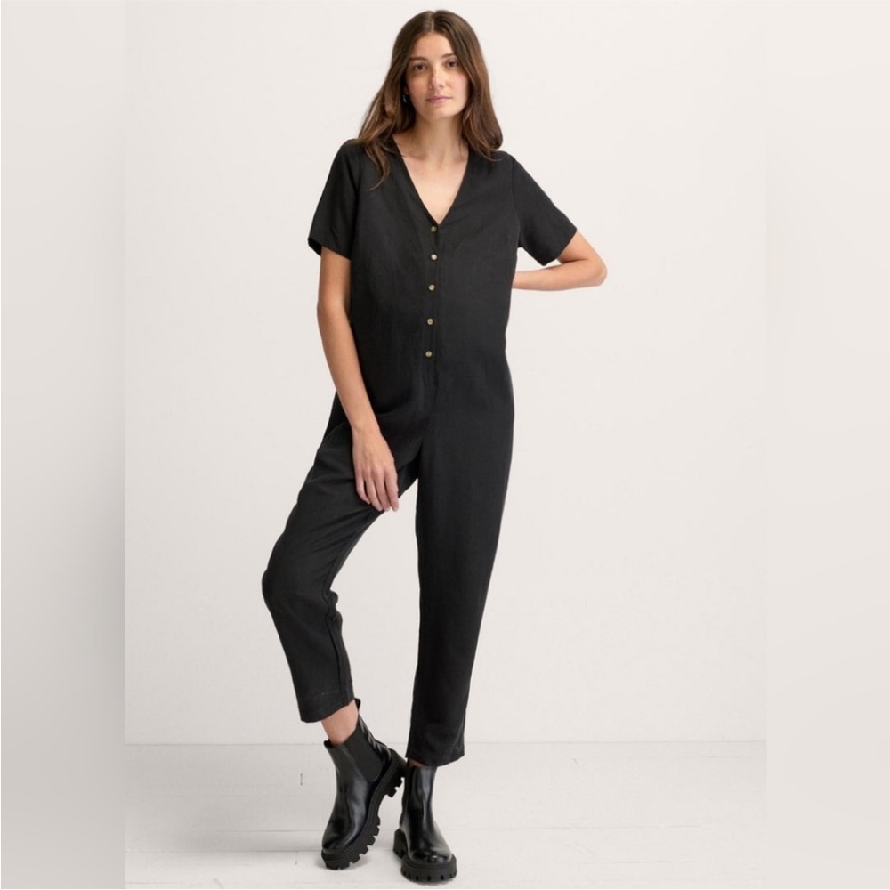 HATCH NOELLE BLACK MATERNITY SHORT SLEEVE JUMPSUIT SIZE XS LIGHTWEIGHT